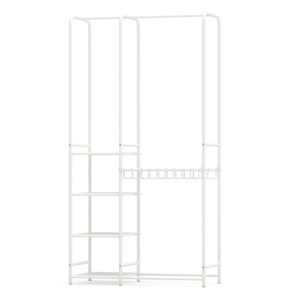 Portable Closet with Pants Hangers and 2 Hanging Rods and 4 Storage Shelves