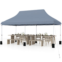 10 X 20 FT Pop up Canopy Tent Foldable Portable Outdoor Gazebo with Carry Bag-Gray