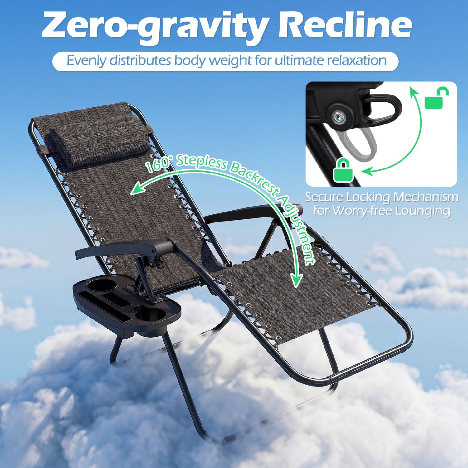 Zero Gravity Recliner Chair with Cup Holder and Pillow