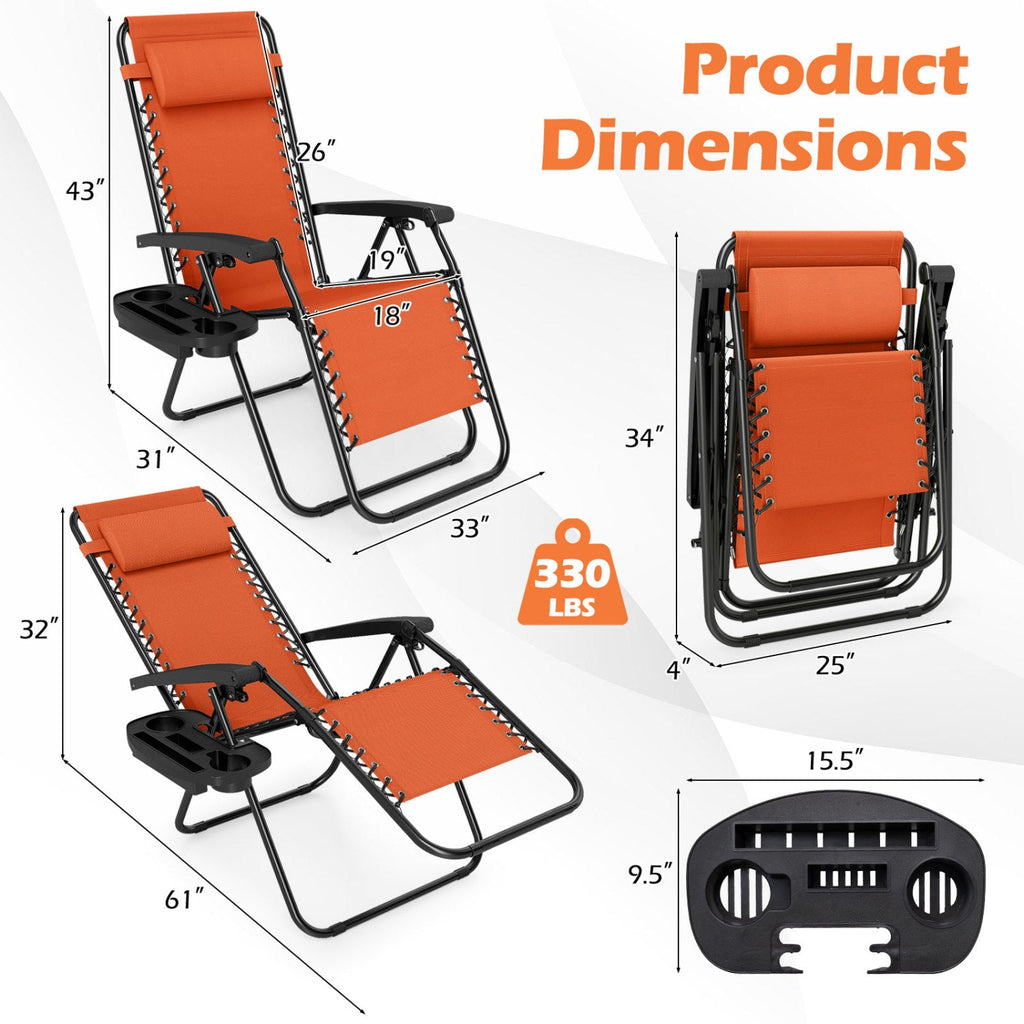 Zero Gravity Recliner Chair with Cup Holder and Pillow