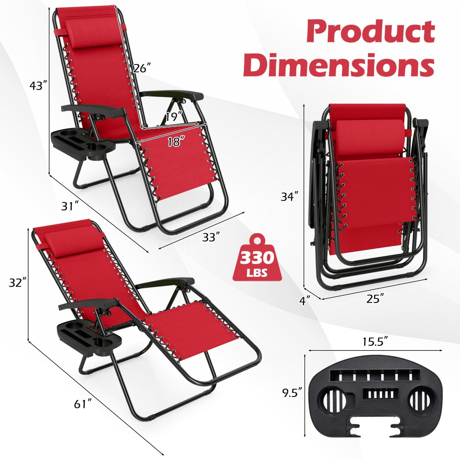 Zero Gravity Recliner Chair with Cup Holder and Pillow