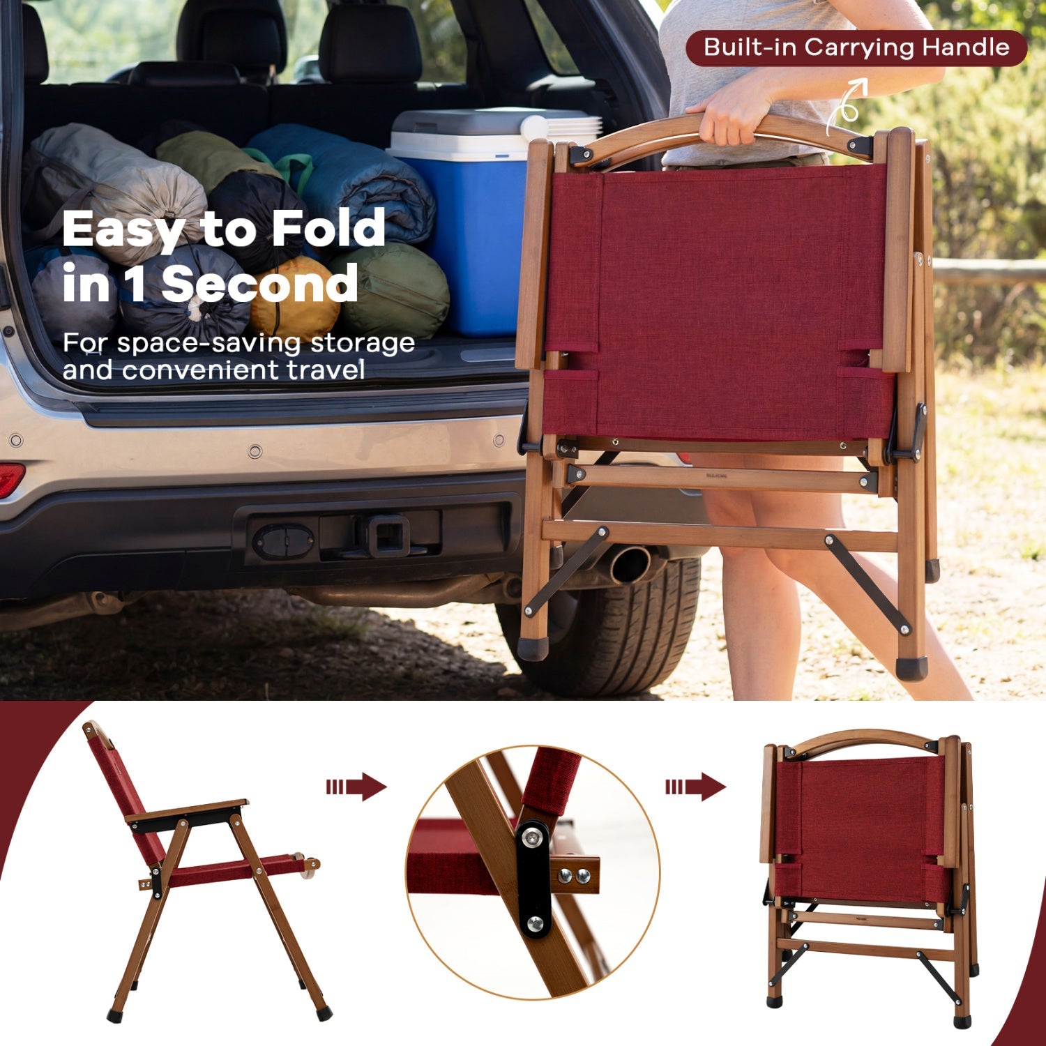 Portable and Lightweight Folding Camping Chair for Patio Picnic Leisure Fishing Travel Beach