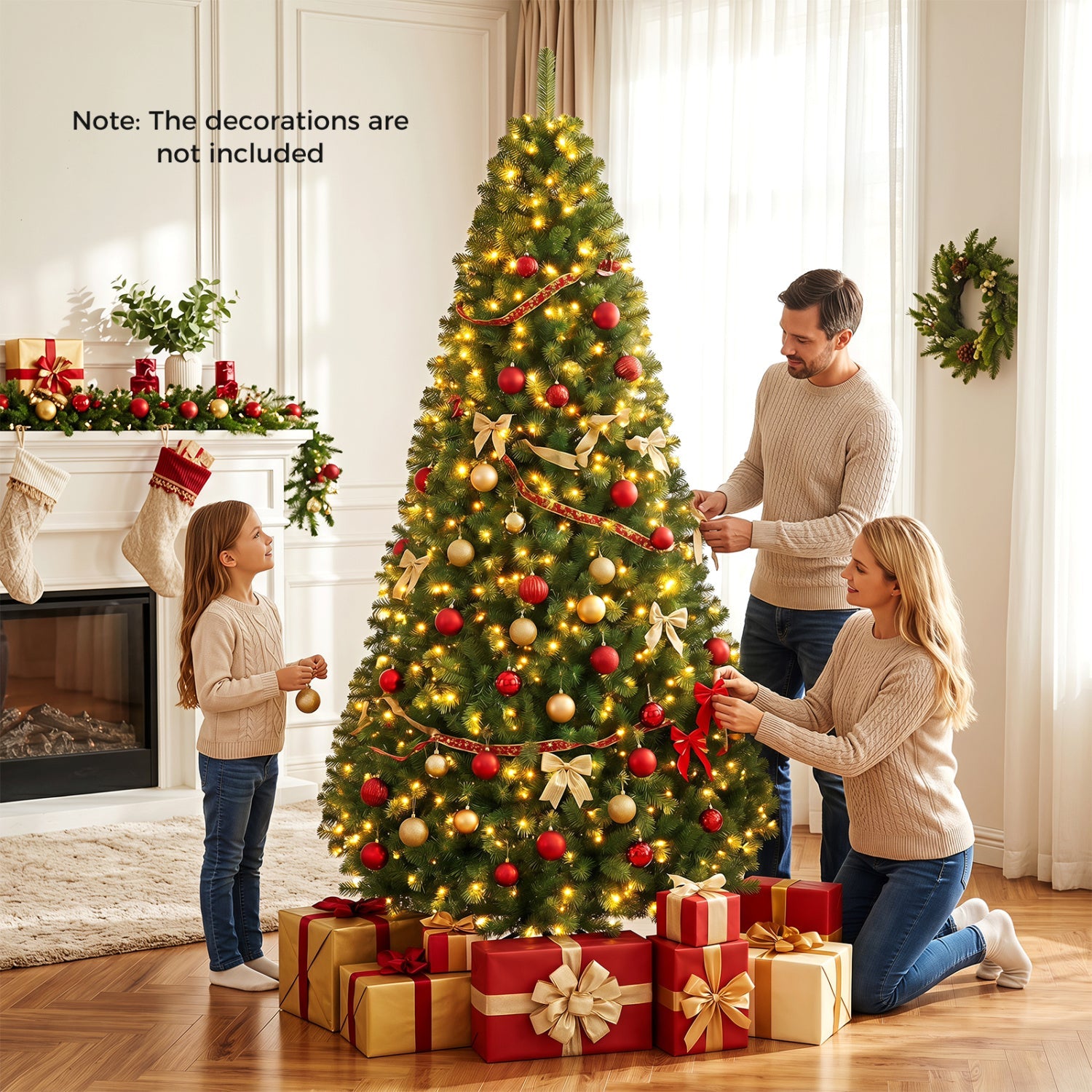 6-8 Ft Pre-Lit Artificial Christmas Tree with Remote Control