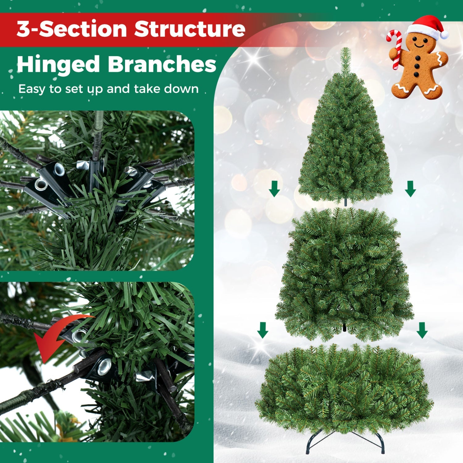 6-8 Ft Pre-Lit Artificial Christmas Tree with Remote Control