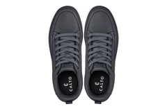 CALTO - Q273  - 2 Inches Taller (Cement Grey) -Elevated Leatherette Micro-Perforated Sneakers