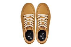 CALTO - Q274  - 2 Inches Taller (Camel Brown & Gum Sole) - Elevated Leatherette Micro-Perforated Sneakers