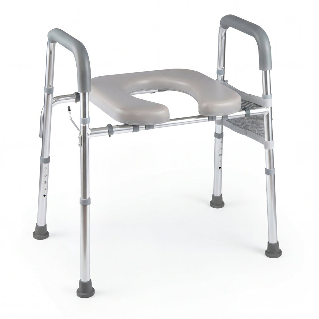 Raised Toilet Seat with Handles and Padded Arms for Seniors