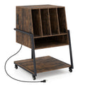 Record Player Stand on Wheels Rolling Turntable Stand with Power Outlets