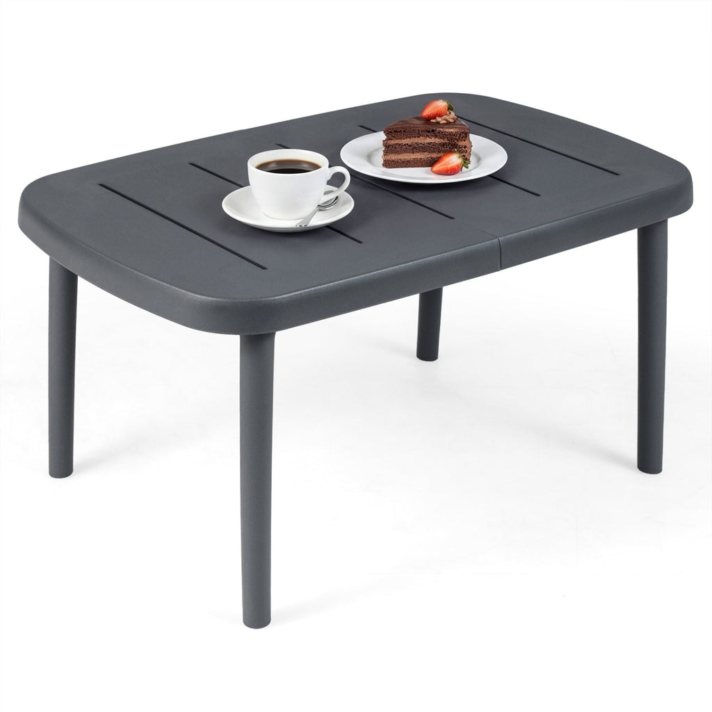 Rectangular Patio Storage Side Table with Aluminum Alloy Rods for Poolside