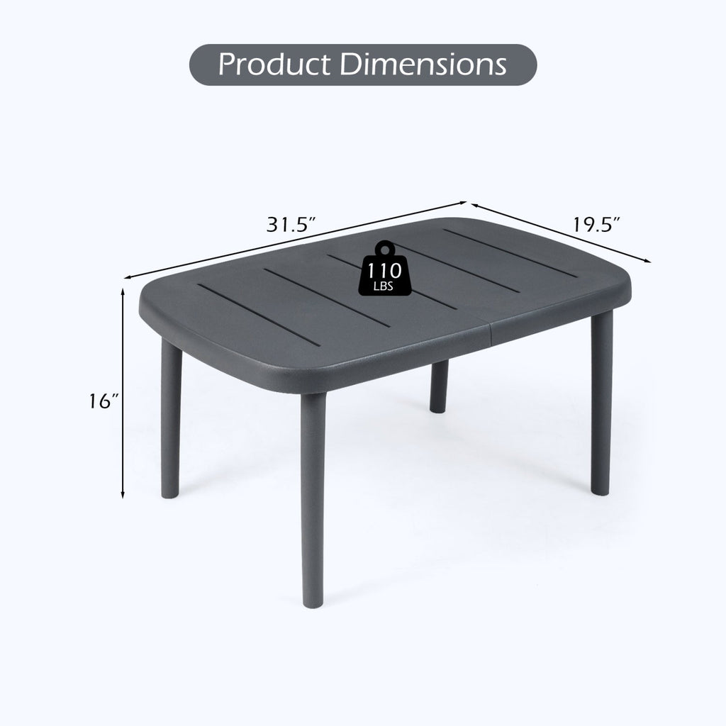 Rectangular Patio Storage Side Table with Aluminum Alloy Rods for Poolside