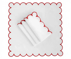 Red Fabric Napkins - Scalloped