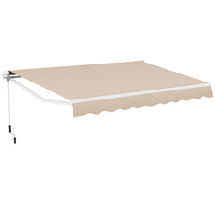 13 × 8 Feet Retractable Patio Awning Aluminum Deck Sunshade-Beige