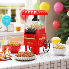 Retro Hot Air Popcorn Maker 1200W with Kernel Measuring Cup-Red