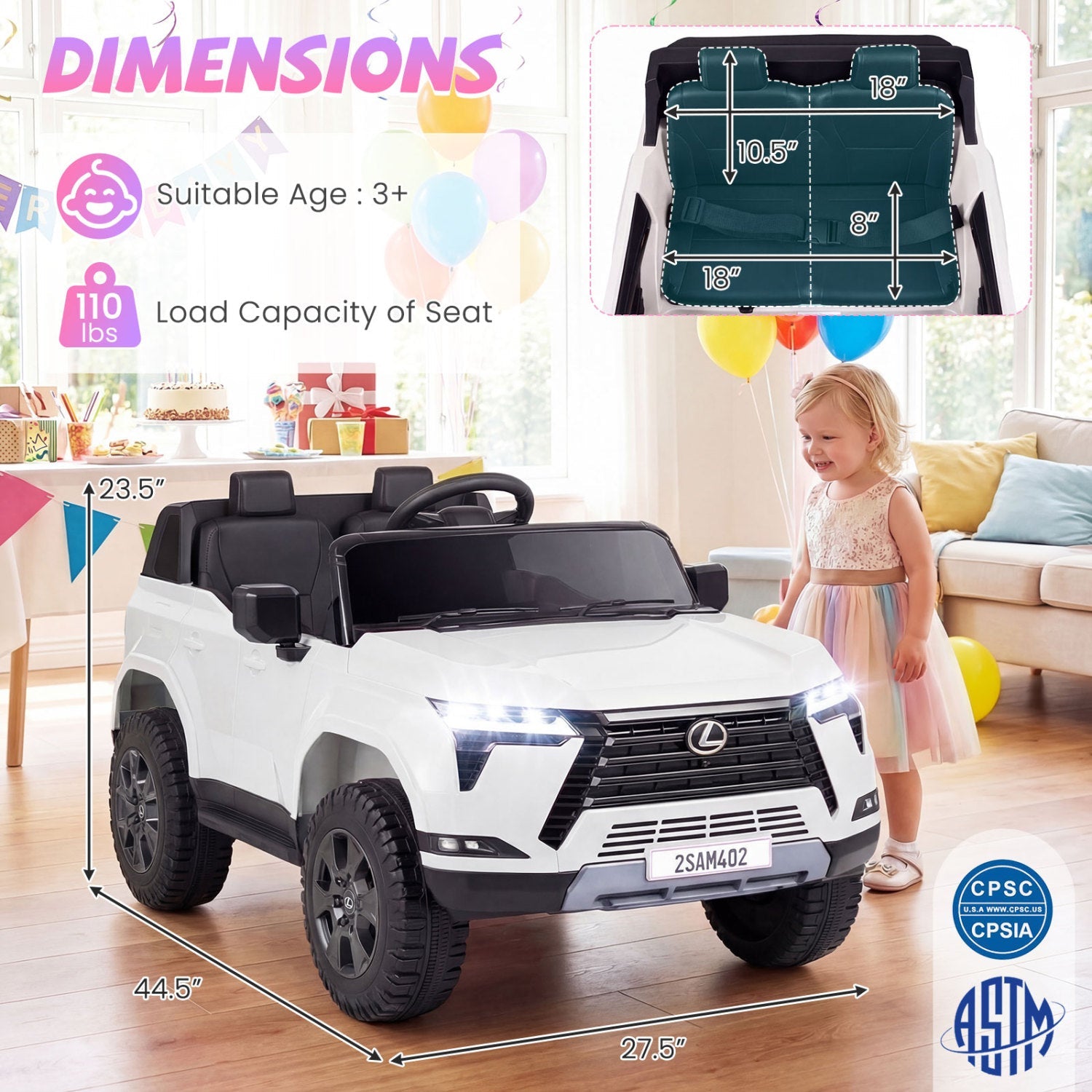 Ride on Car 24V 4WD Licensed LEXUS GX550 Electric Vehicle with Remote for Boys Girls Aged 3+