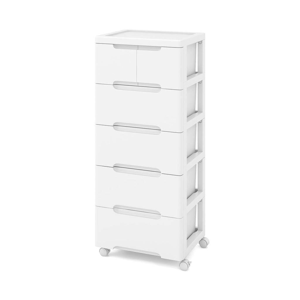 6-Drawer Rolling Storage Cabinet with Wheels - White