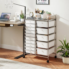 Rolling Storage Cart 15-Drawer Trolley with Chrome Plated Metal Frame