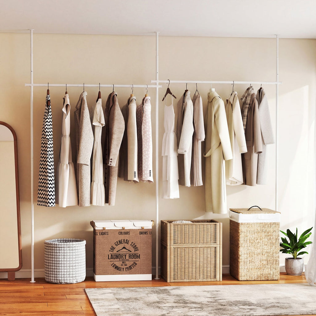 Room Divider Curtain Rod with Adjustable Floor to Ceiling Tension Rod (Curtains Not Included)