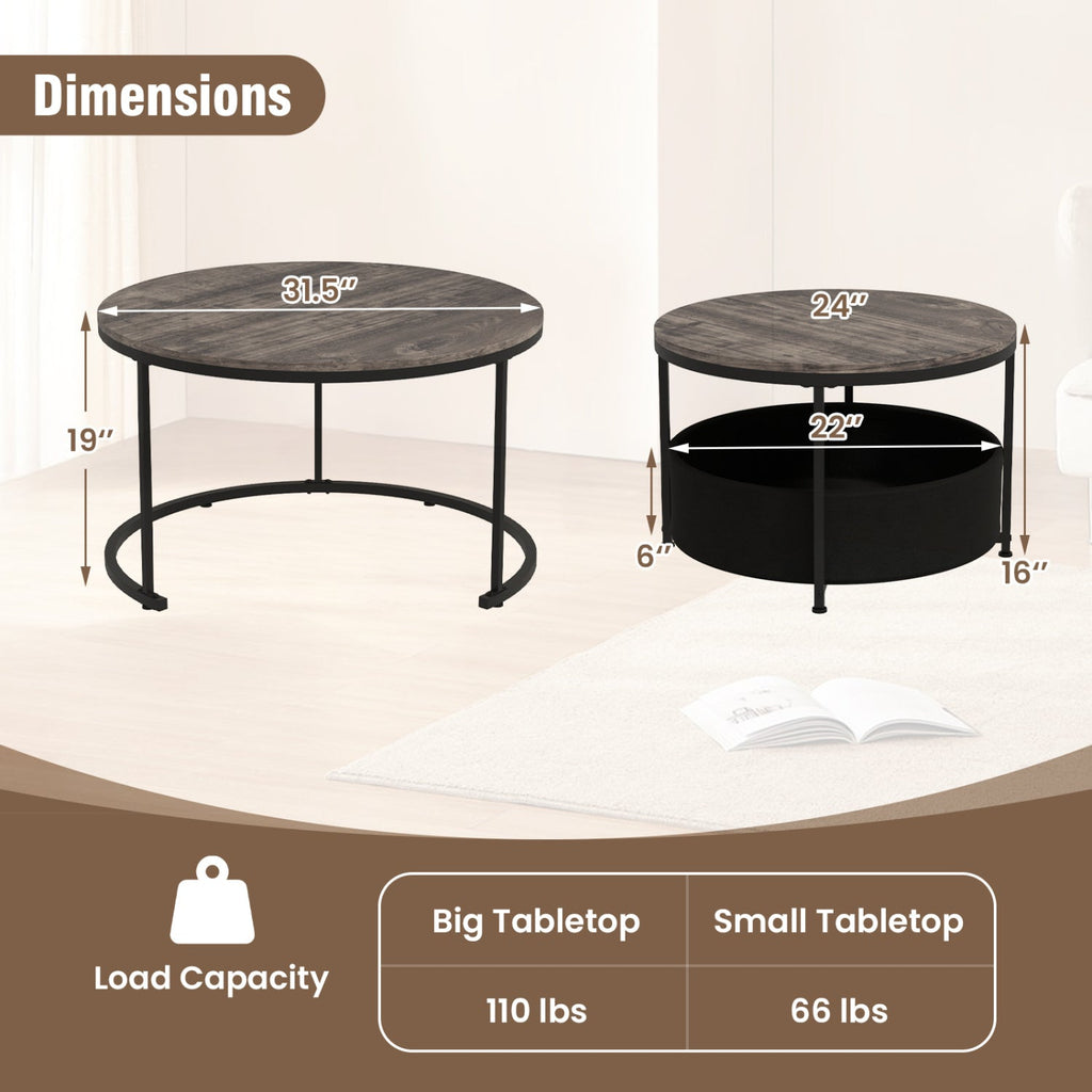 Round Coffee Table Set of 2