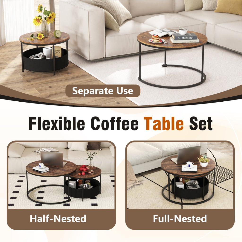 Round Coffee Table Set of 2
