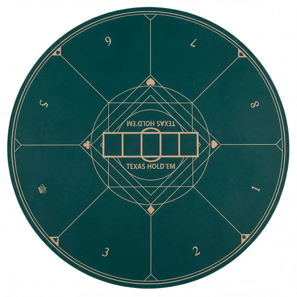 Round Poker Mat for Texas Hold'em 55 inch Portable Foldable Anti-Slip Rubber Base Table Layout