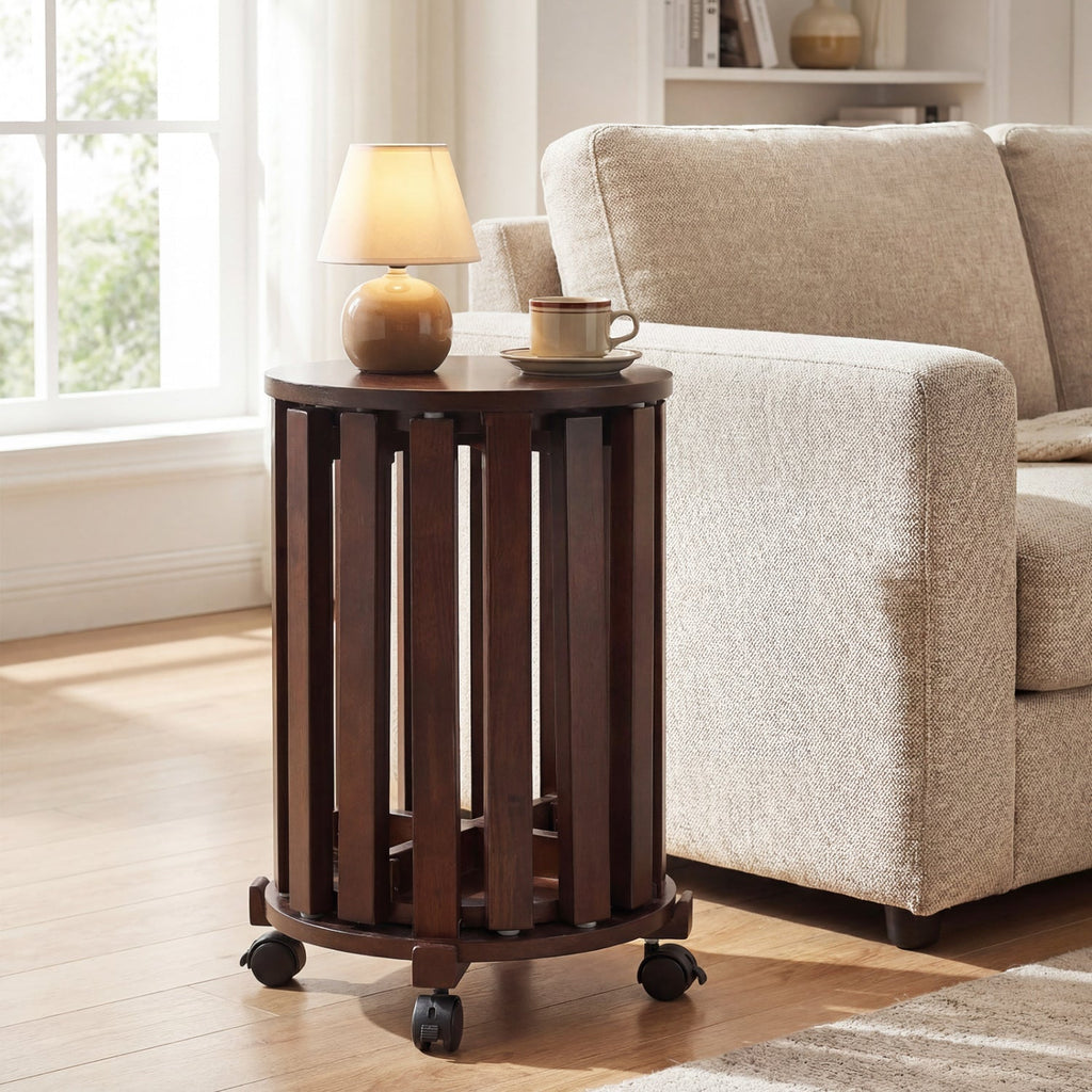 Round Portable Wood Nesting Stools with Locking Casters