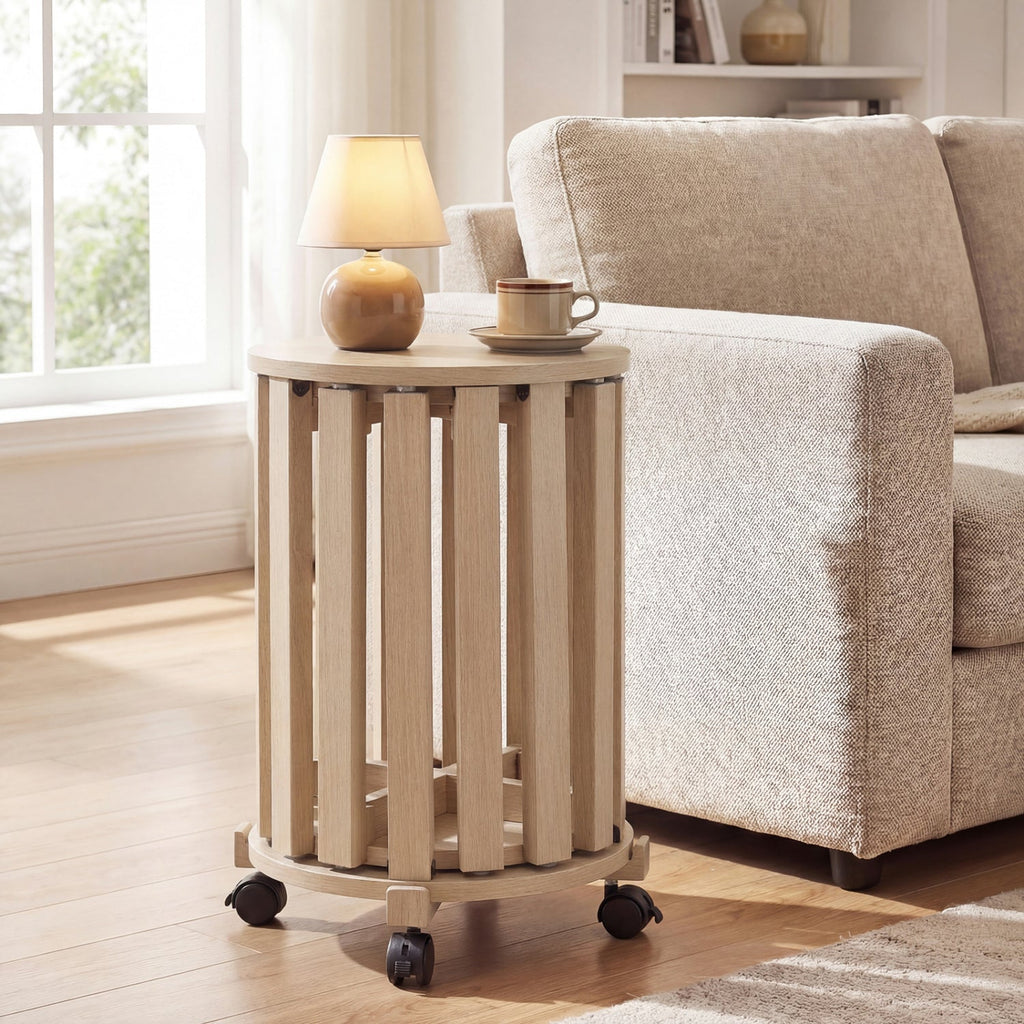 Round Portable Wood Nesting Stools with Locking Casters