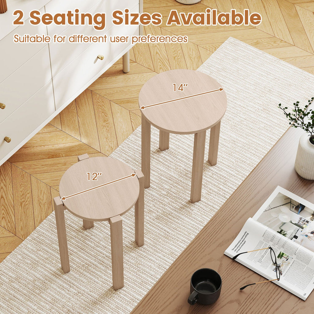 Round Portable Wood Nesting Stools with Locking Casters