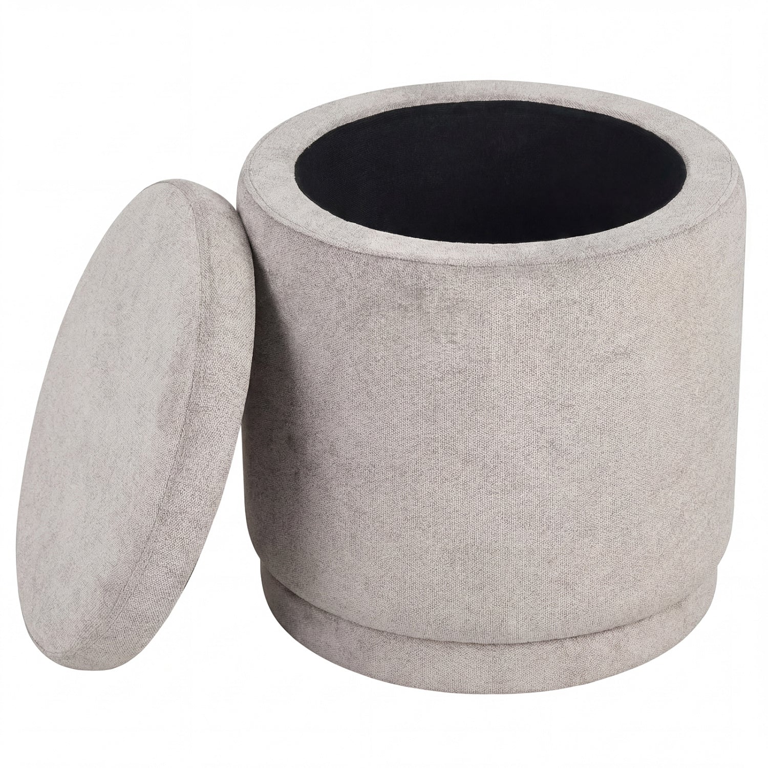Round Storage Ottoman Foot Rest with Removable Lid and Acacia Wood Frame