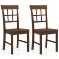 Rubber Wood Dining Chairs Set of 2 with High Backrests