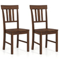 Rubber Wood Dining Chairs Set of 2 with High Slat Backrests