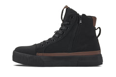 CALTO - S3422 - 2.4 Inches Taller (Black/Coffee Brown) - Cap Toe High Top Zip-Up Sneaker Boots