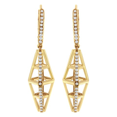 14K Yellow Gold 5/8 Cttw Diamond Geometrical Pillar Drop and Dangle Earrings (G-H Color, SI1-SI2 Clarity)
