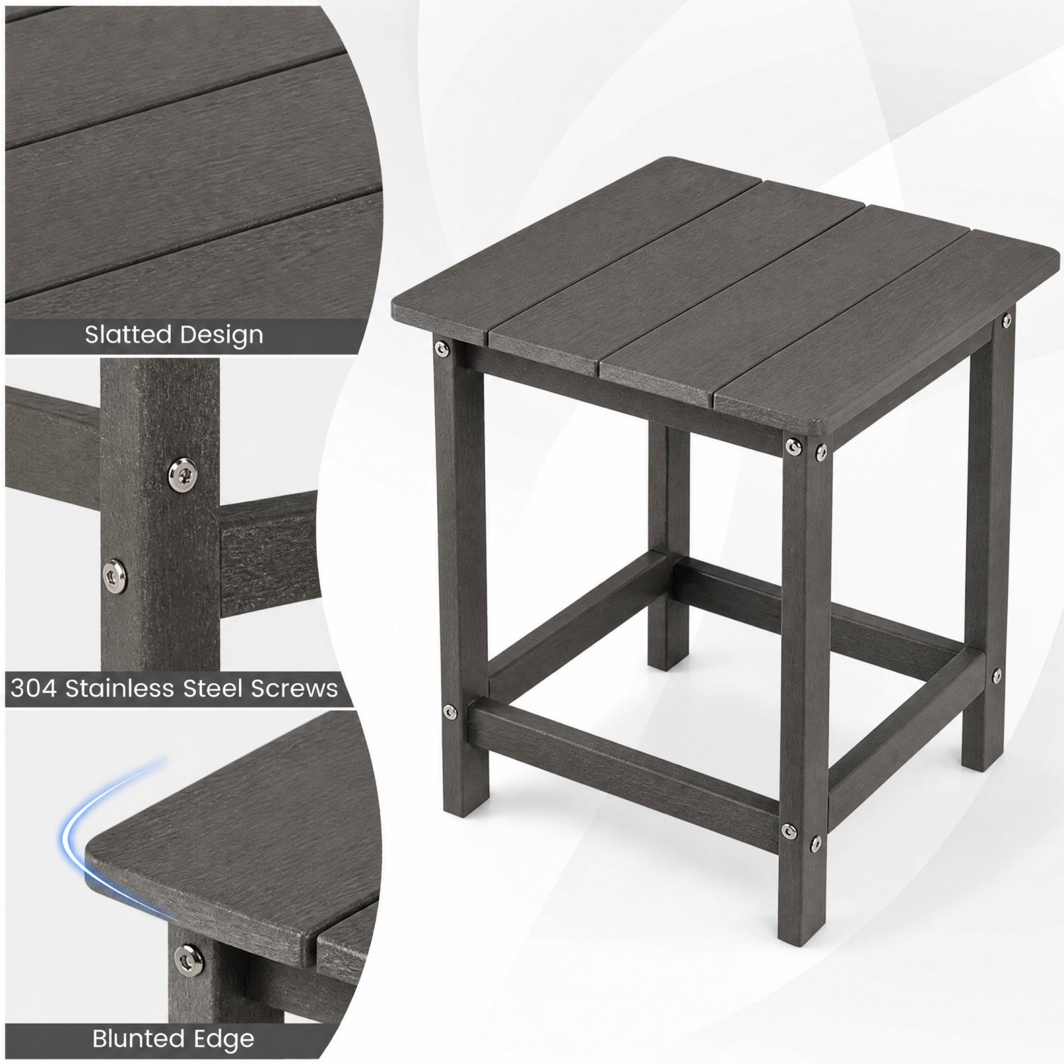 Square Adirondack Side Table 14" Weather-Resistant HDPE
