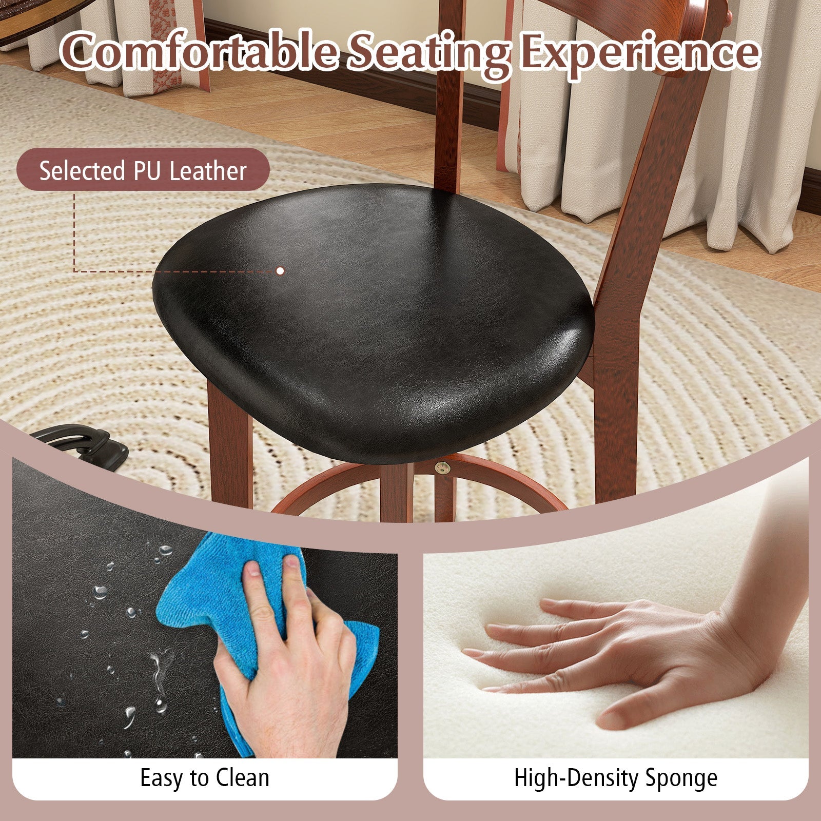 24-Inch Upholstered Counter Height Dining Chairs, Set of 2