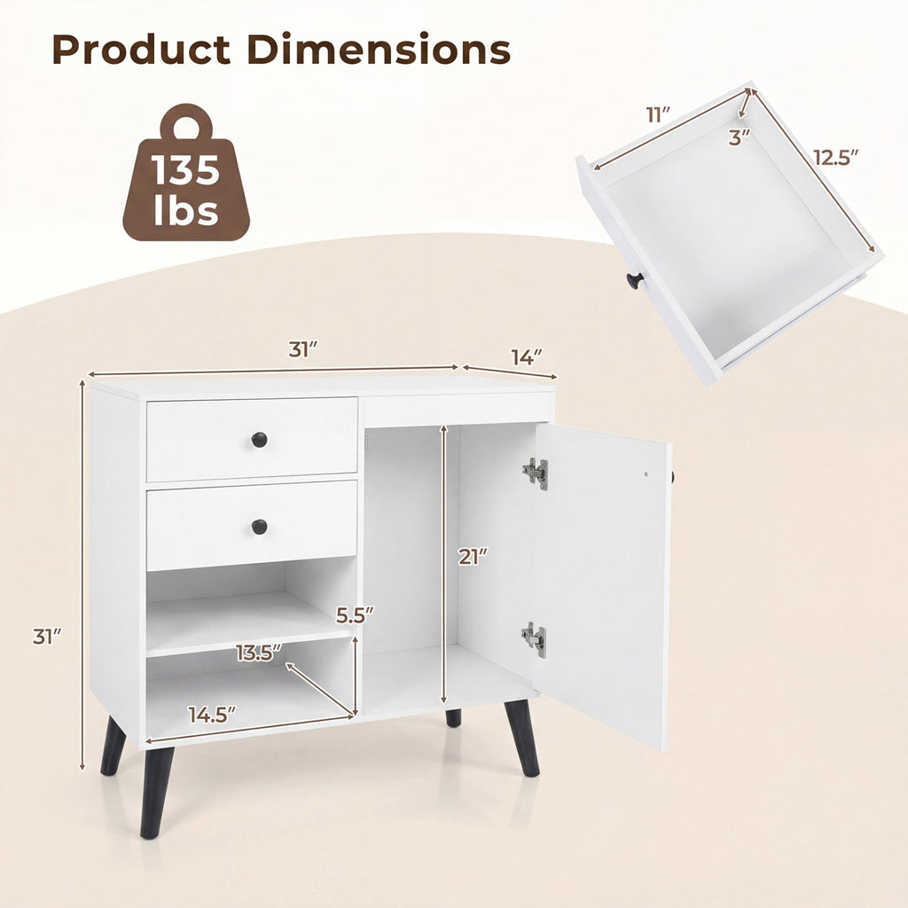 31" Buffet Cabinet Set of 2 with Drawers and Shelves