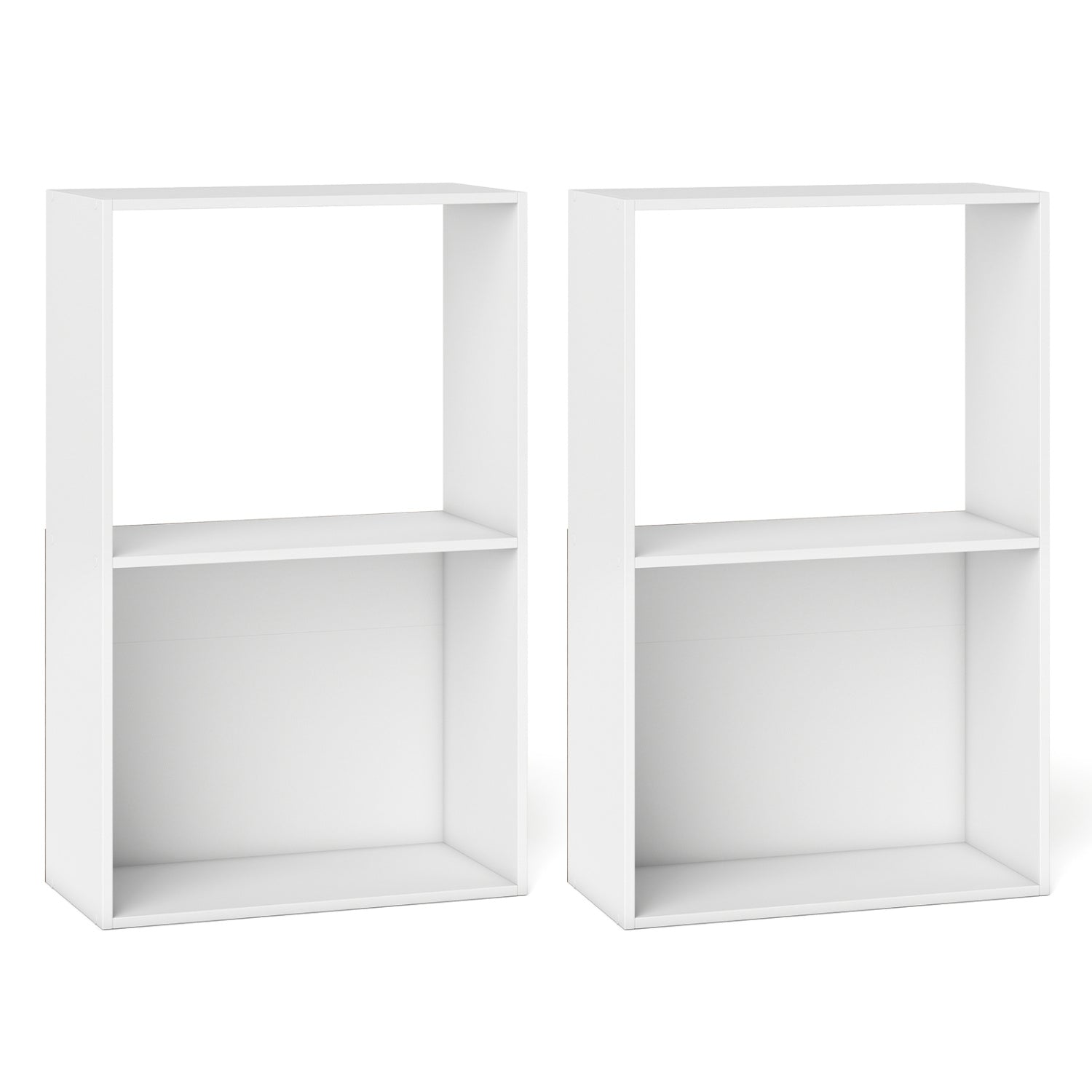3-Tier Bookshelf with Open Storage - Set of 2