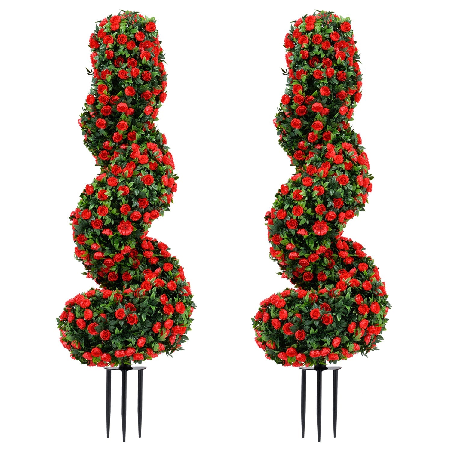 Artificial Spiral Topiary Trees 36" with Ground Spikes Set of 2