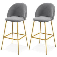 29 Inches Set of 2 Bar Stoolswith Padded Seats-Gray