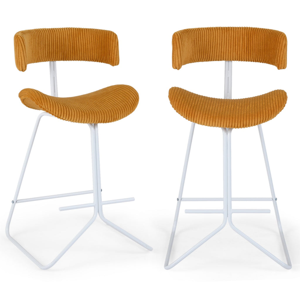 Set of 2 Counter Height Stools 25 Inch Armless Barstools with Padded Seat and Footrest