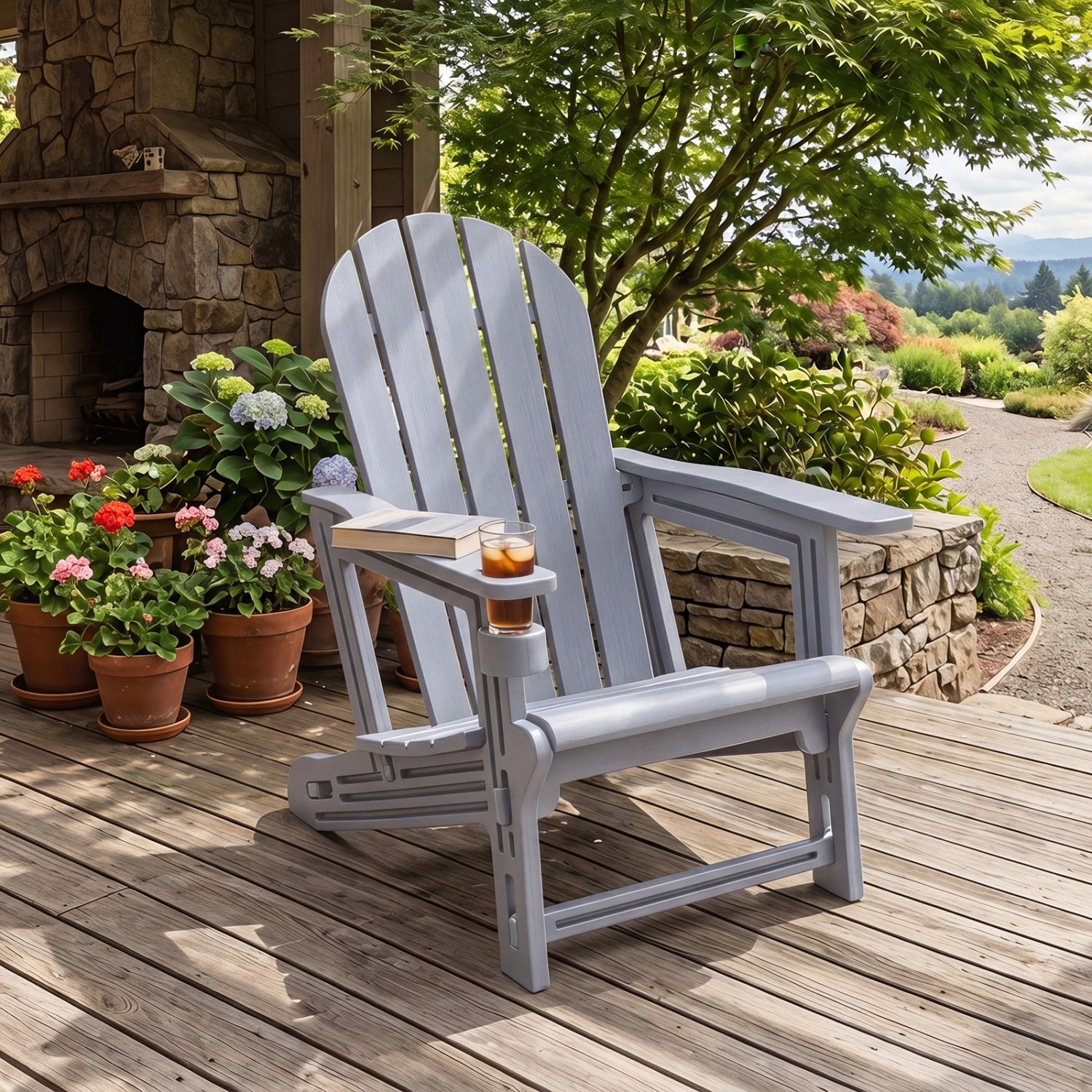 HDPE Adirondack Chairs Set of 2 with Cup Holders