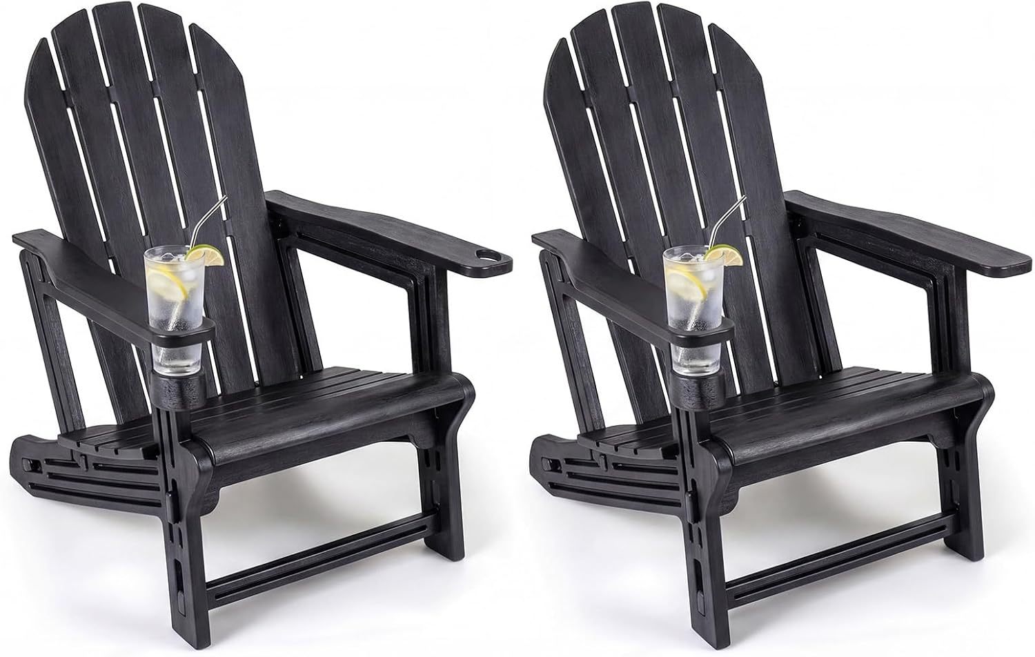 HDPE Adirondack Chairs Set of 2 with Cup Holders