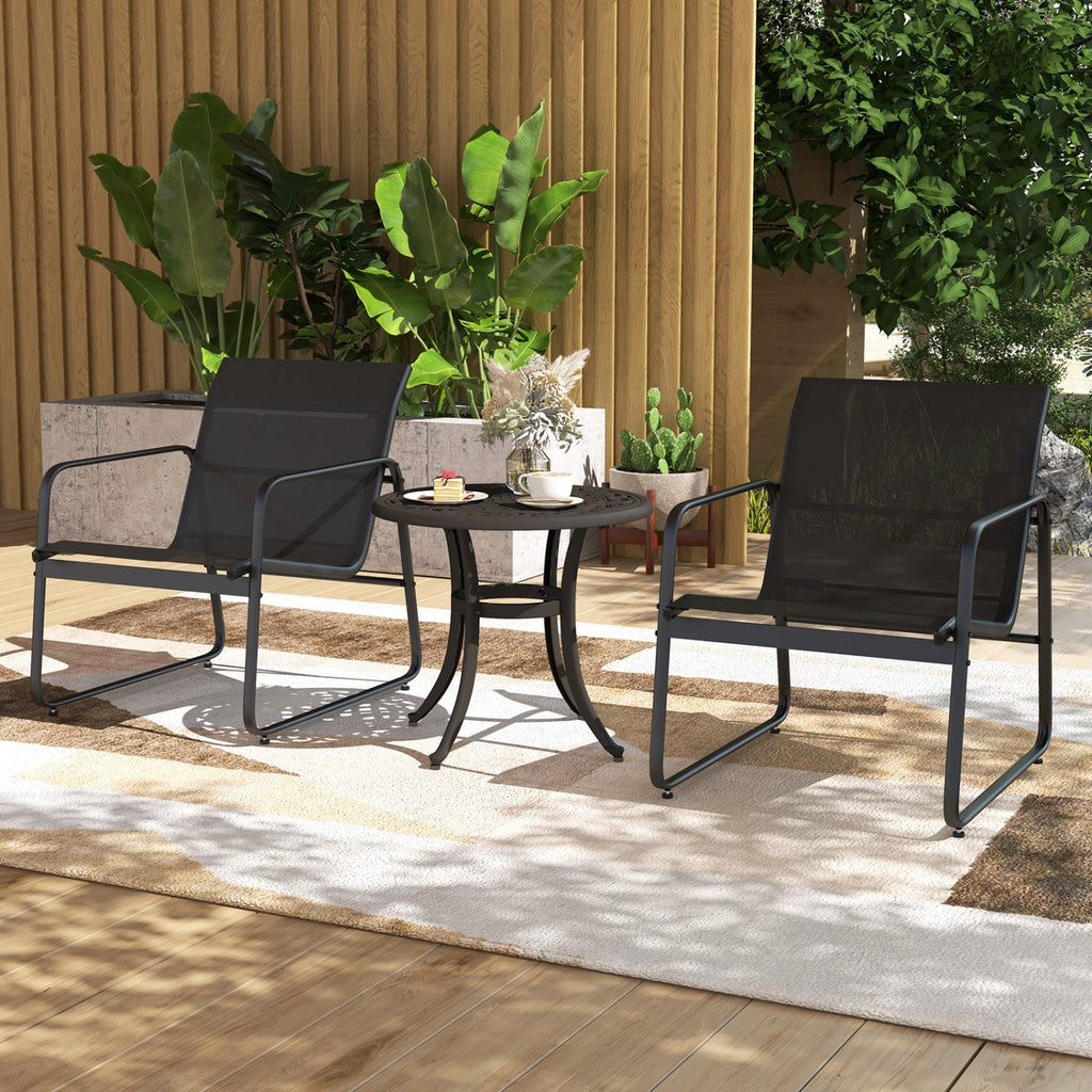 Aluminum Patio Side Tables Set of 2 with Adjustable Feet