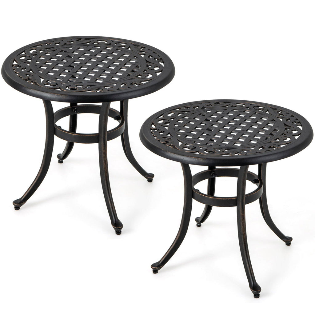 Aluminum Patio Side Tables Set of 2 with Adjustable Feet