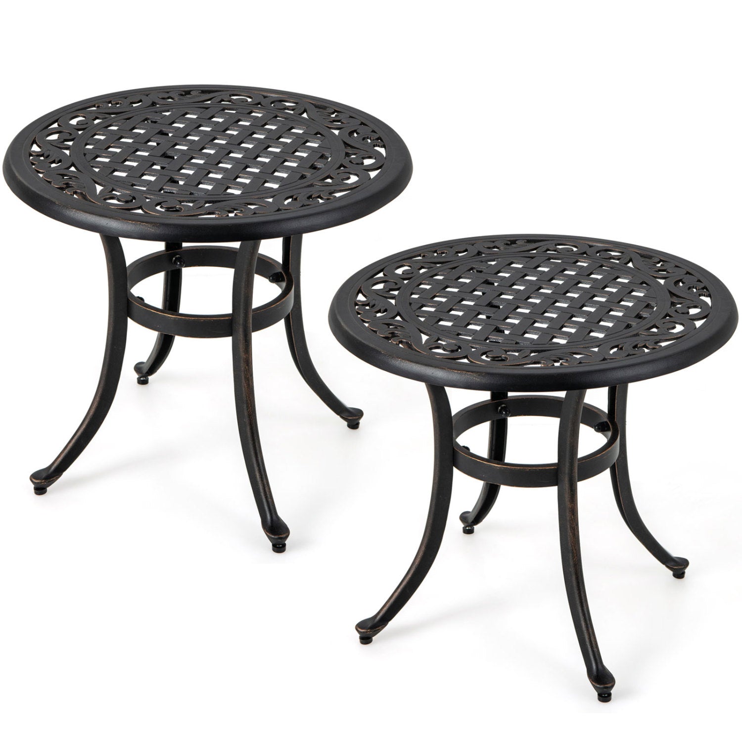 Aluminum Patio Side Tables Set of 2 with Adjustable Feet