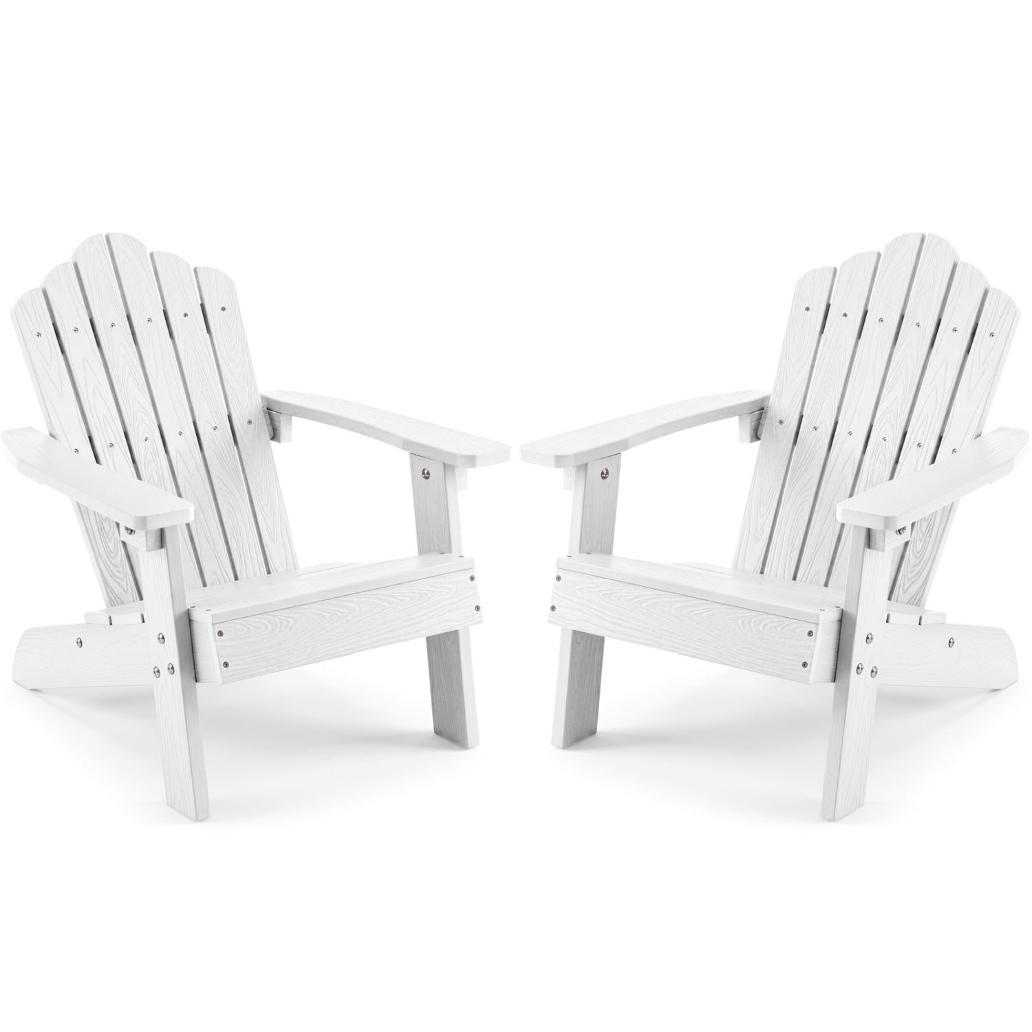 Set of 2 Kids Adirondack Chairs All-weather Outdoor Chairs for Children with Tilted High Backrest