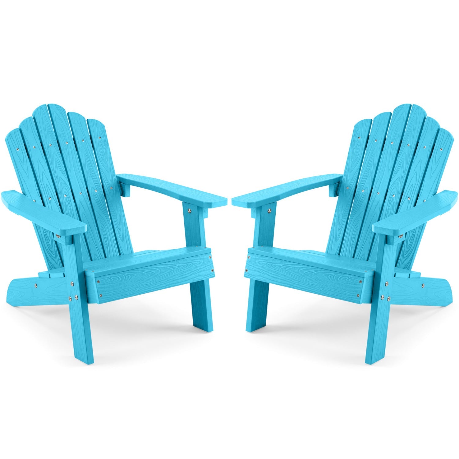 Set of 2 Kids Adirondack Chairs All-weather Outdoor Chairs for Children with Tilted High Backrest