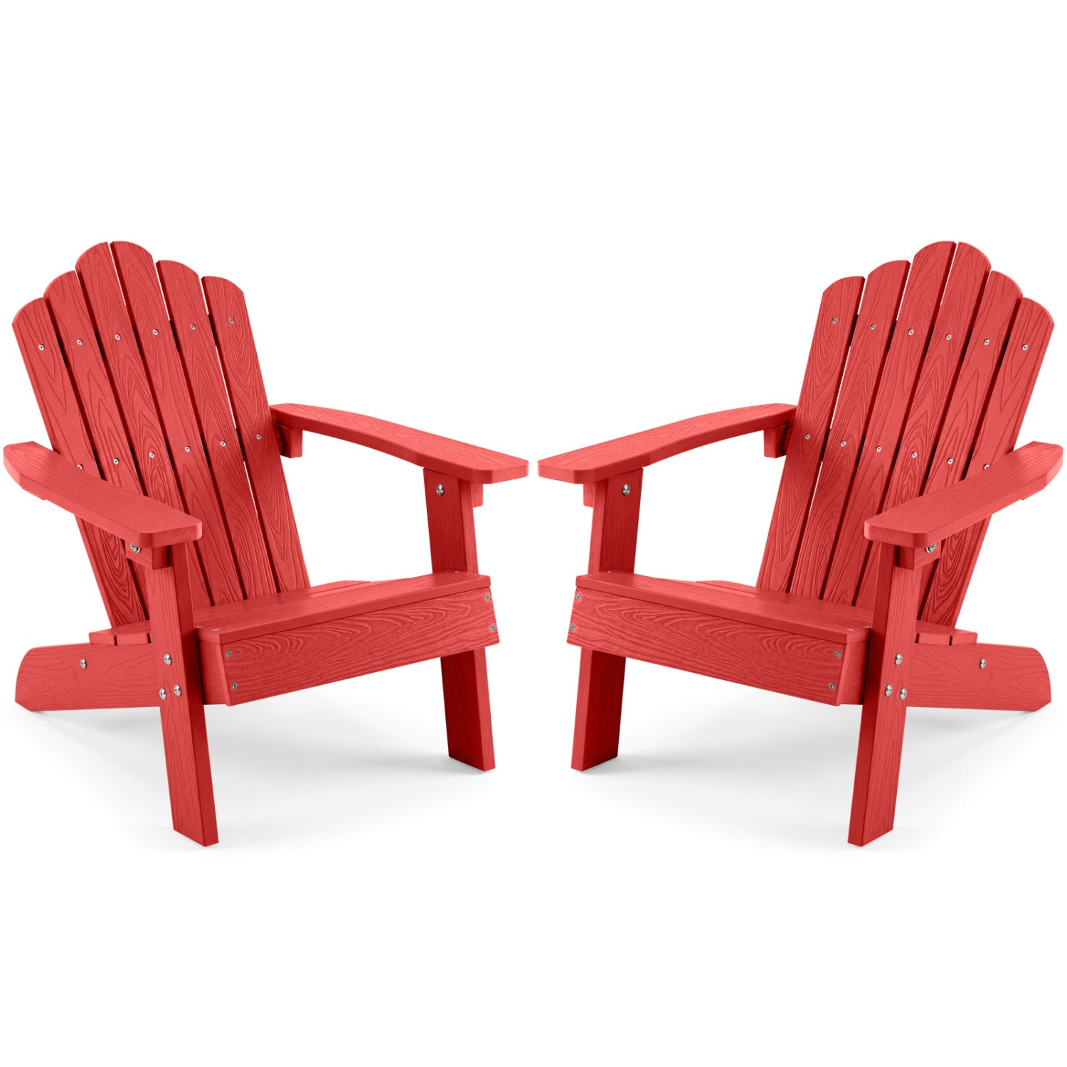 Set of 2 Kids Adirondack Chairs All-weather Outdoor Chairs for Children with Tilted High Backrest