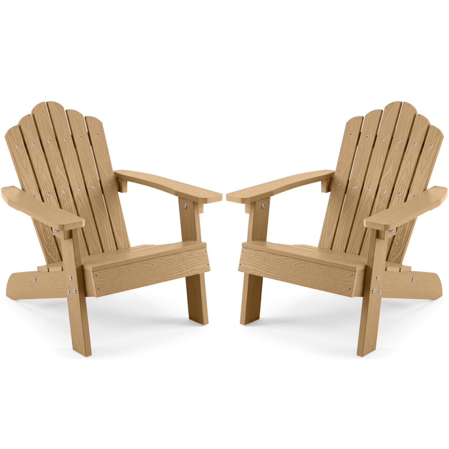 Set of 2 Kids Adirondack Chairs All-weather Outdoor Chairs for Children with Tilted High Backrest
