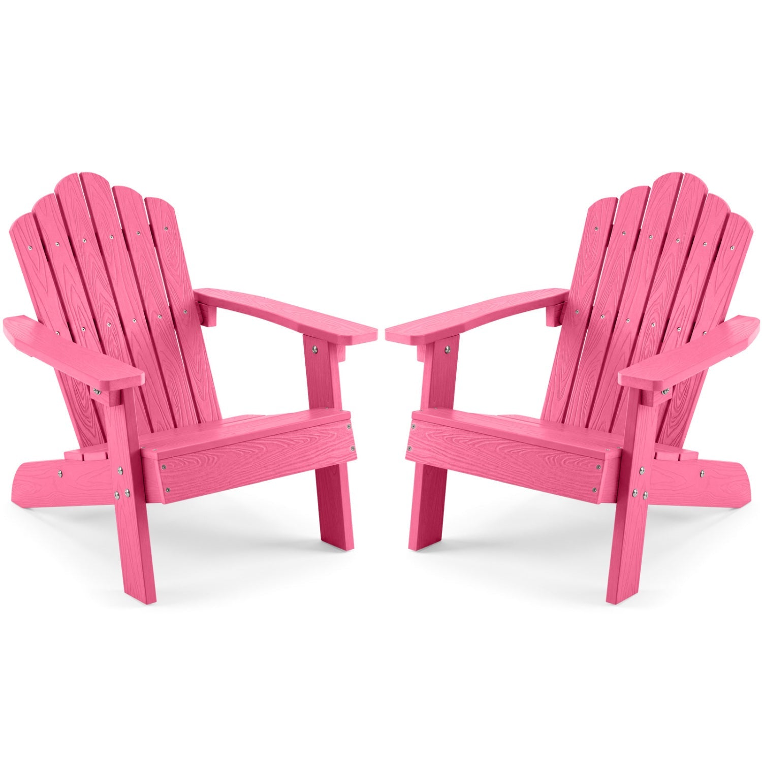 Set of 2 Kids Adirondack Chairs All-weather Outdoor Chairs for Children with Tilted High Backrest
