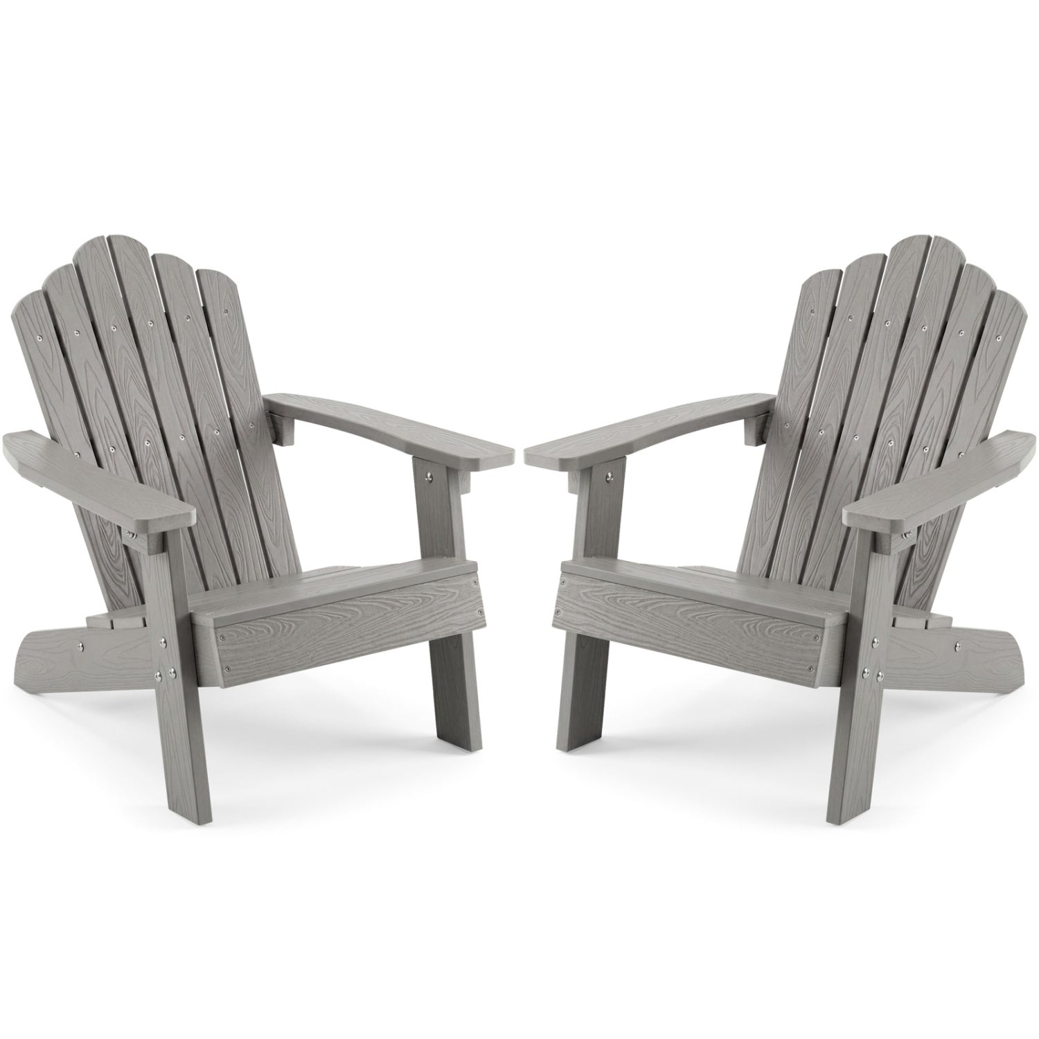Set of 2 Kids Adirondack Chairs All-weather Outdoor Chairs for Children with Tilted High Backrest